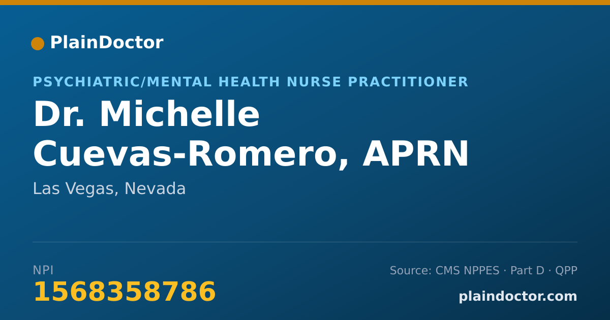Shareable card for Michelle Cuevas-Romero, APRN - Psychiatric/Mental Health Nurse Practitioner, Las Vegas, NV