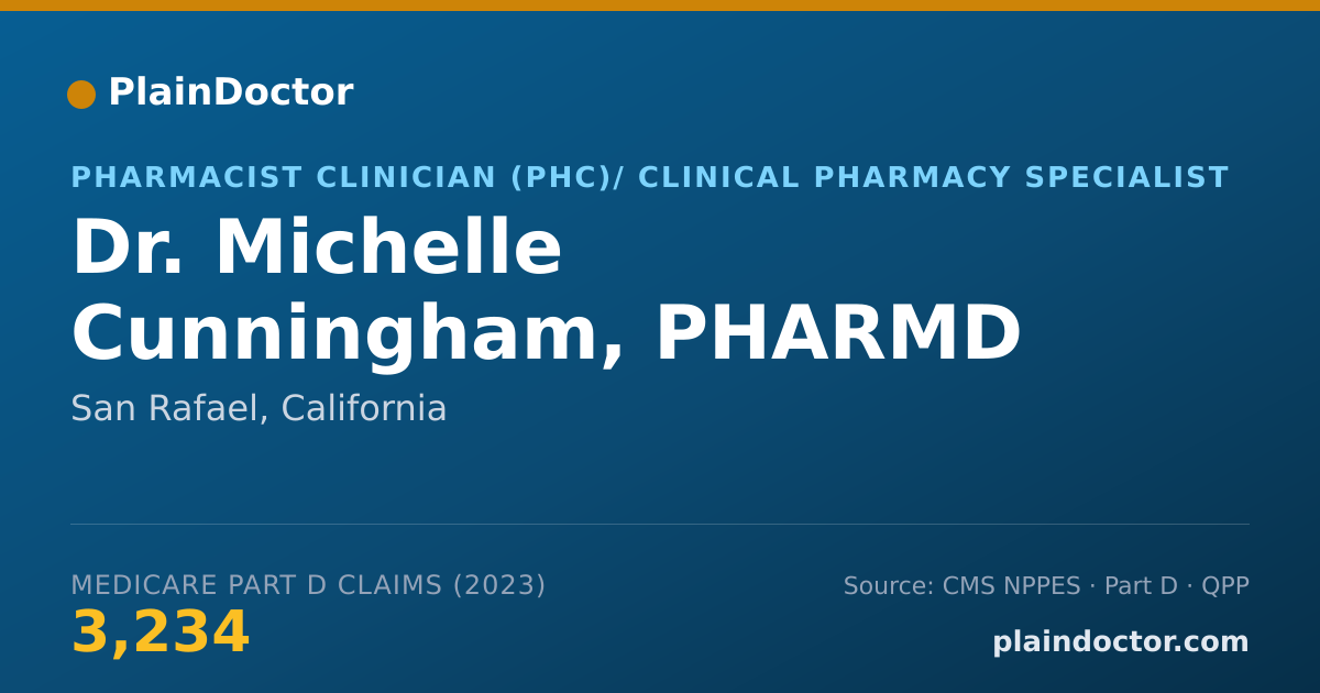 Shareable card for Michelle Cunningham, PHARMD - Pharmacist Clinician (PhC)/ Clinical Pharmacy Specialist, San Rafael, CA