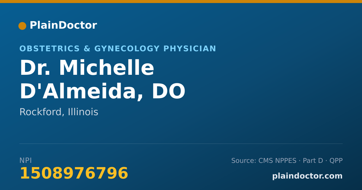 Shareable card for Michelle D'Almeida, DO - Obstetrics & Gynecology Physician, Rockford, IL