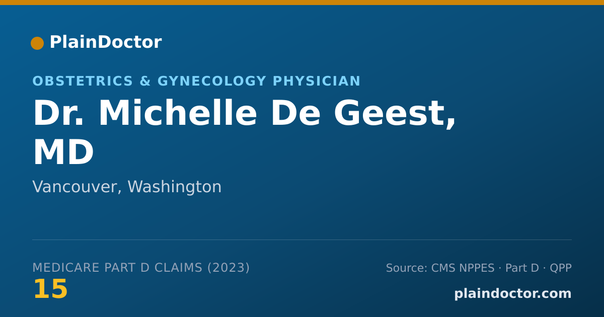 Shareable card for Michelle De Geest, MD - Obstetrics & Gynecology Physician, Vancouver, WA