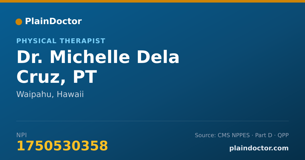 Shareable card for Michelle Dela Cruz, PT - Physical Therapist, Waipahu, HI