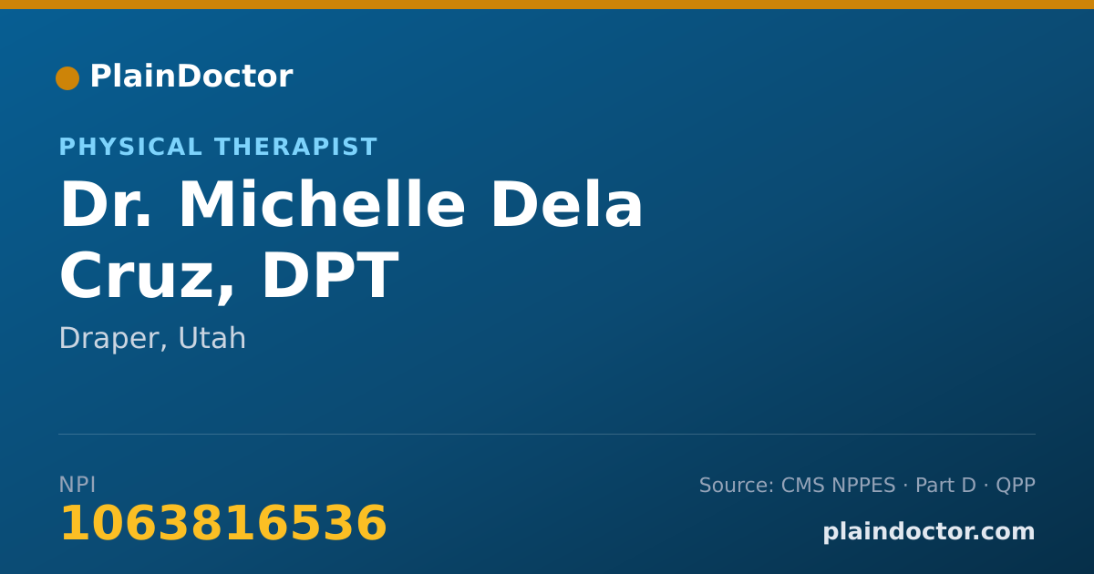 Shareable card for Michelle Dela Cruz, DPT - Physical Therapist, Draper, UT