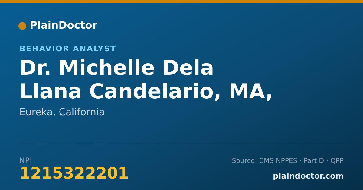 Shareable card for Michelle Dela Llana Candelario, MA, BCBA - Behavior Analyst, Eureka, CA