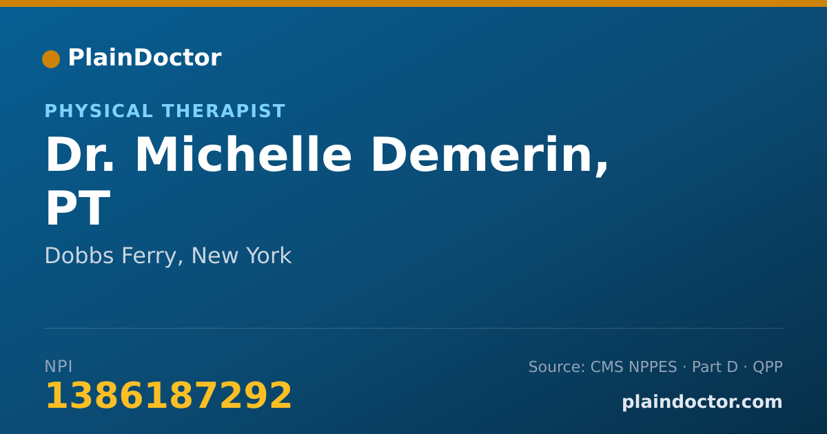 Shareable card for Michelle Demerin, PT - Physical Therapist, Dobbs Ferry, NY