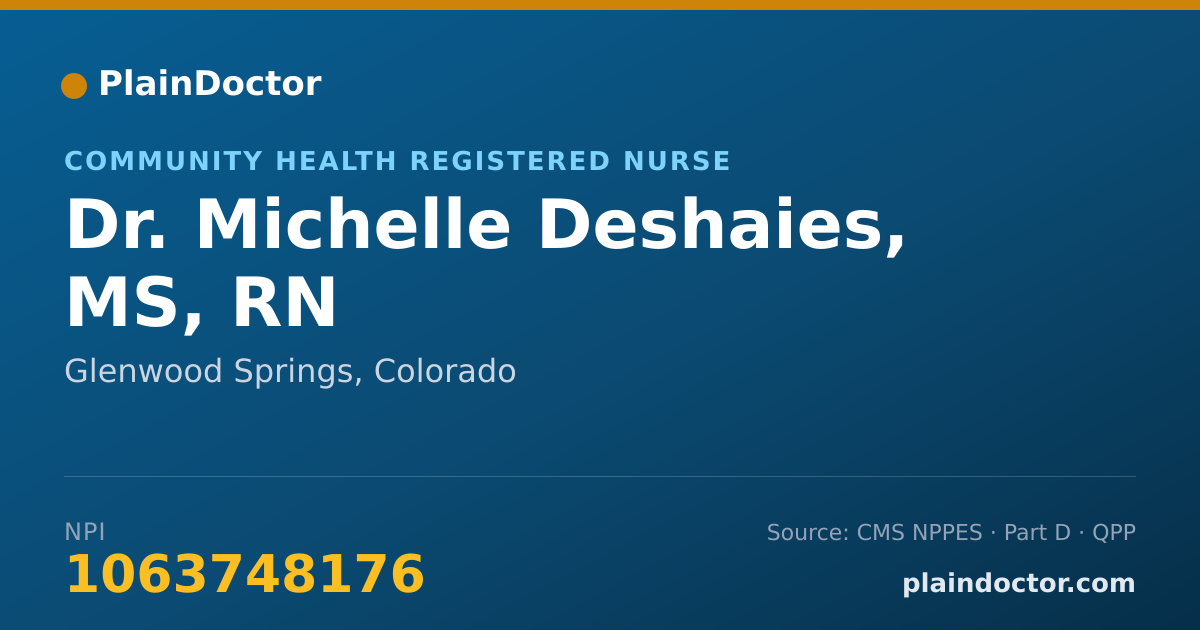 Shareable card for Michelle Deshaies, MS, RN - Community Health Registered Nurse, Glenwood Springs, CO