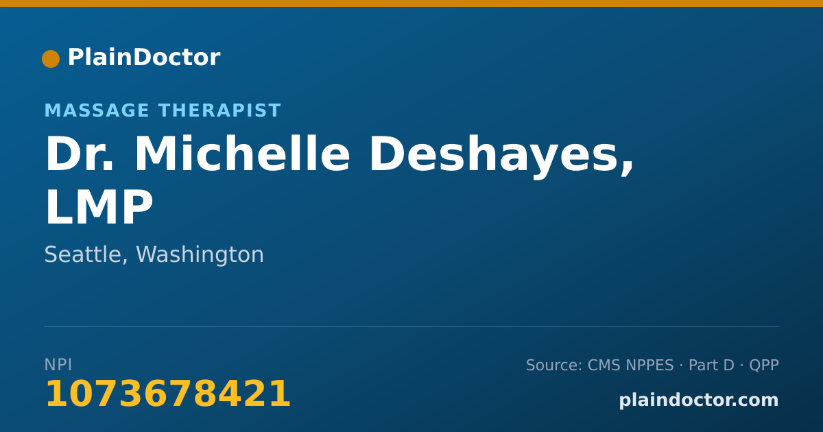 Shareable card for Michelle Deshayes, LMP - Massage Therapist, Seattle, WA