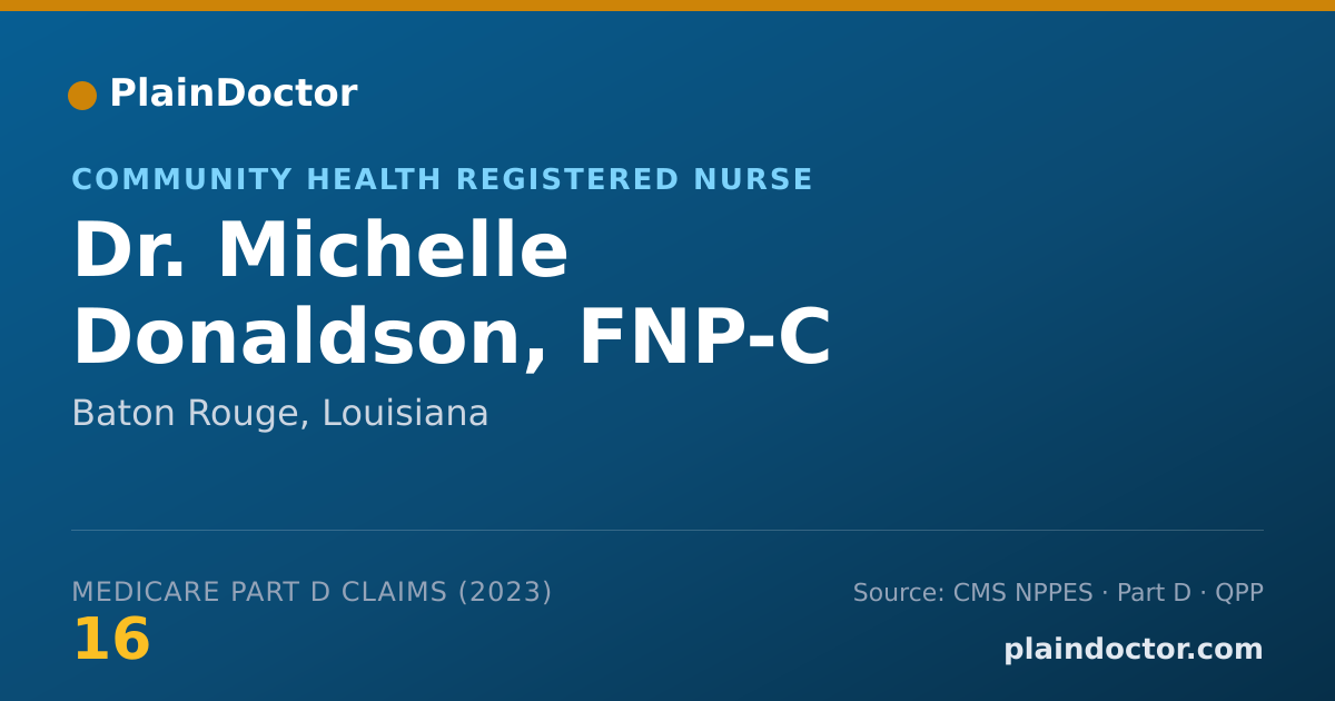 Shareable card for Michelle Donaldson, FNP-C - Community Health Registered Nurse, Baton Rouge, LA