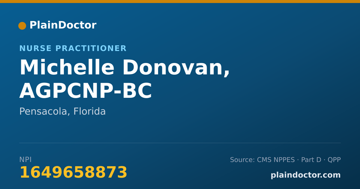 Shareable card for Michelle Donovan, AGPCNP-BC - Nurse Practitioner, Pensacola, FL