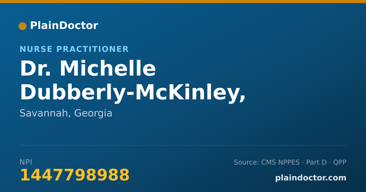 Shareable card for Michelle Dubberly-McKinley, APRN, FNP - Nurse Practitioner, Savannah, GA