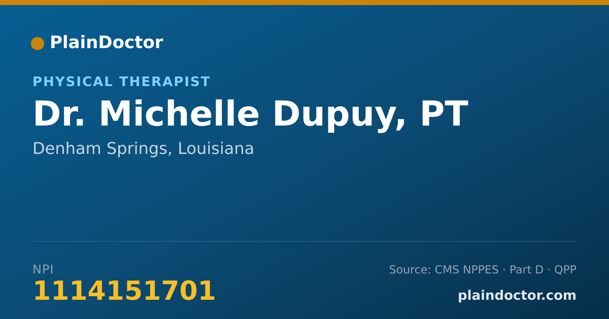 Shareable card for Michelle Dupuy, PT - Physical Therapist, Denham Springs, LA