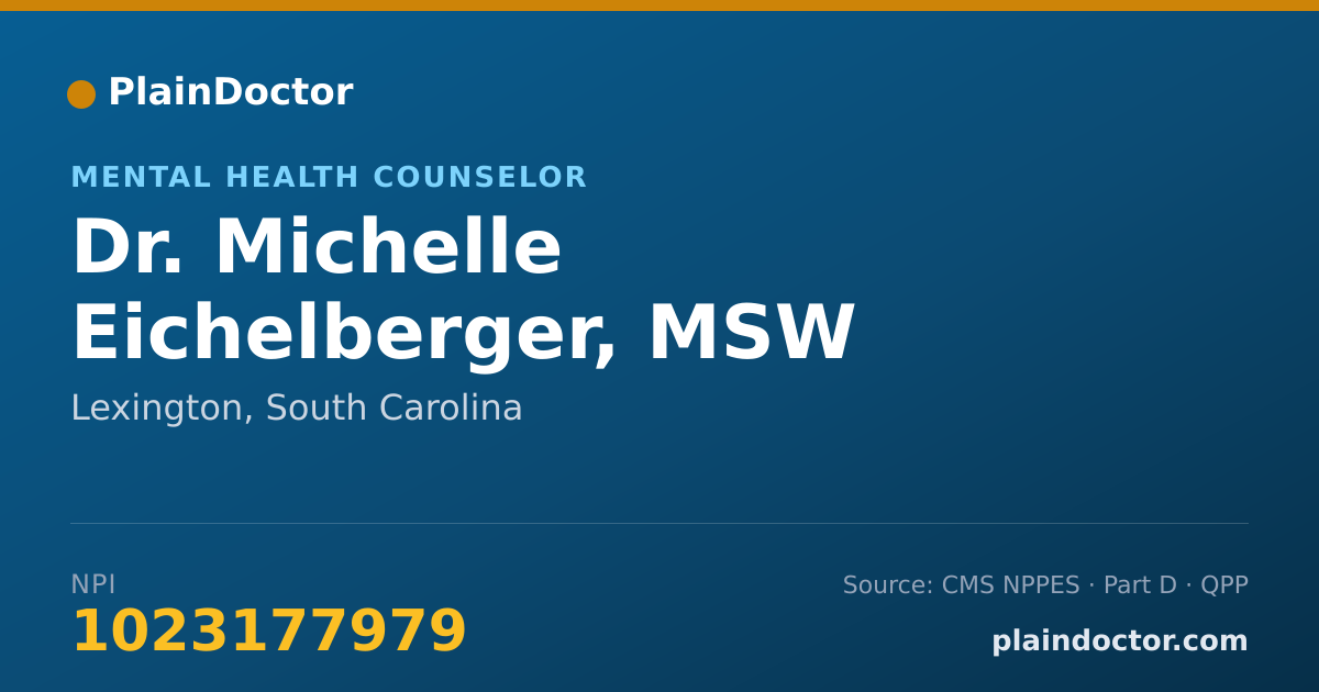 Shareable card for Michelle Eichelberger, MSW - Mental Health Counselor, Lexington, SC