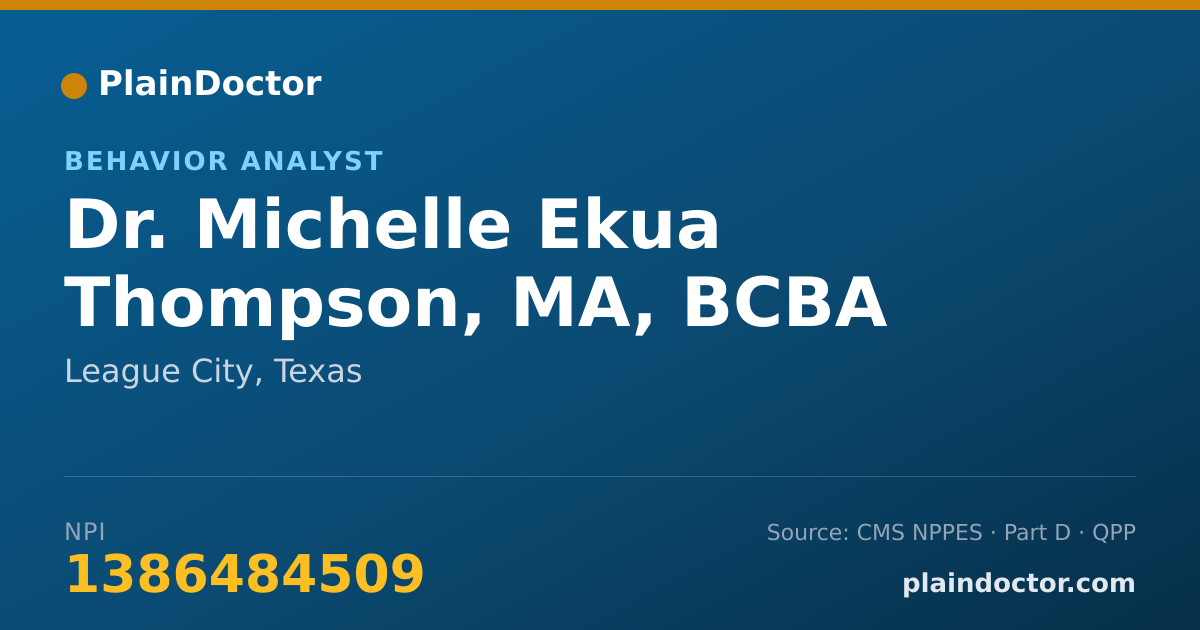 Shareable card for Michelle Ekua Thompson, MA, BCBA - Behavior Analyst, League City, TX