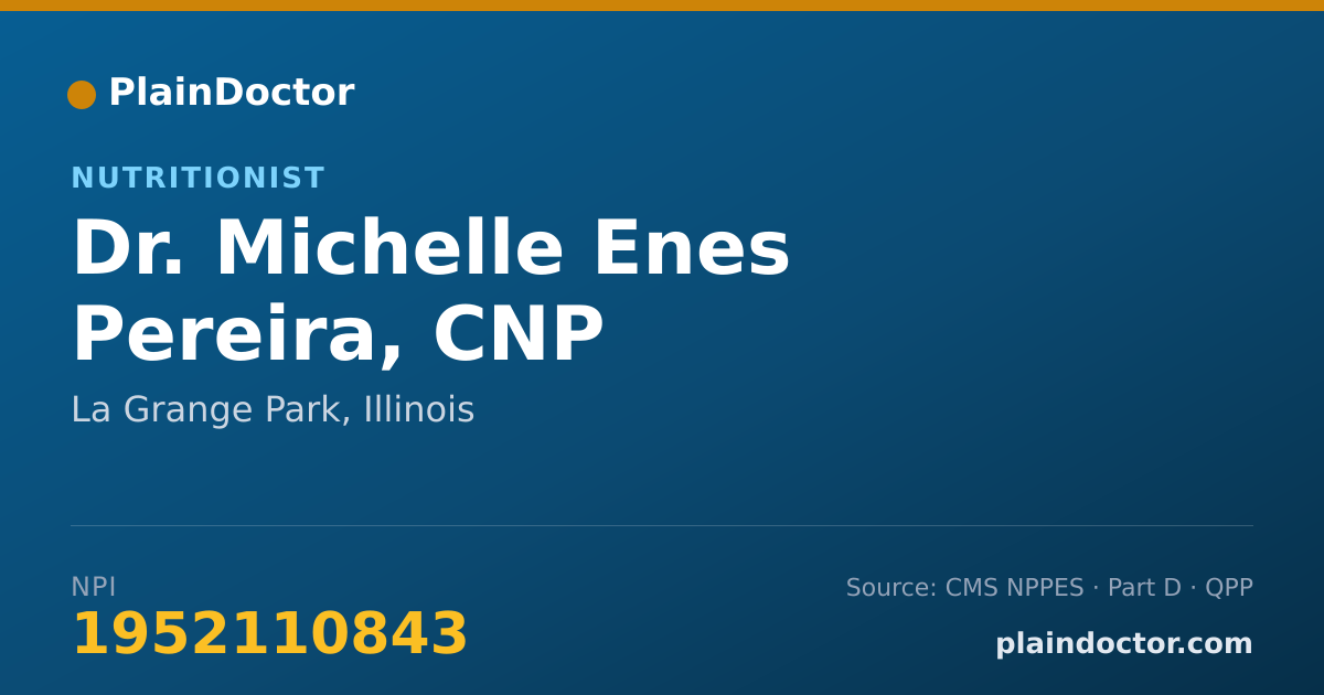 Shareable card for Michelle Enes Pereira, CNP - Nutritionist, La Grange Park, IL