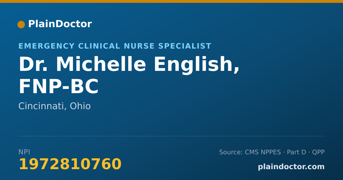 Shareable card for Michelle English, FNP-BC - Emergency Clinical Nurse Specialist, Cincinnati, OH
