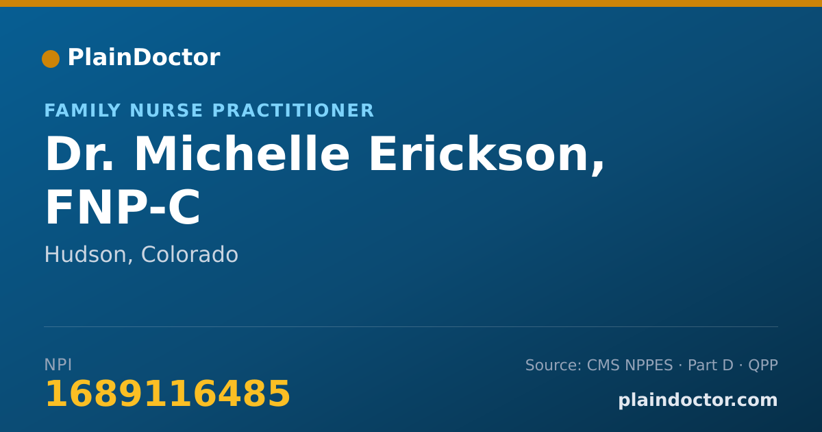 Shareable card for Michelle Erickson, FNP-C - Family Nurse Practitioner, Hudson, CO