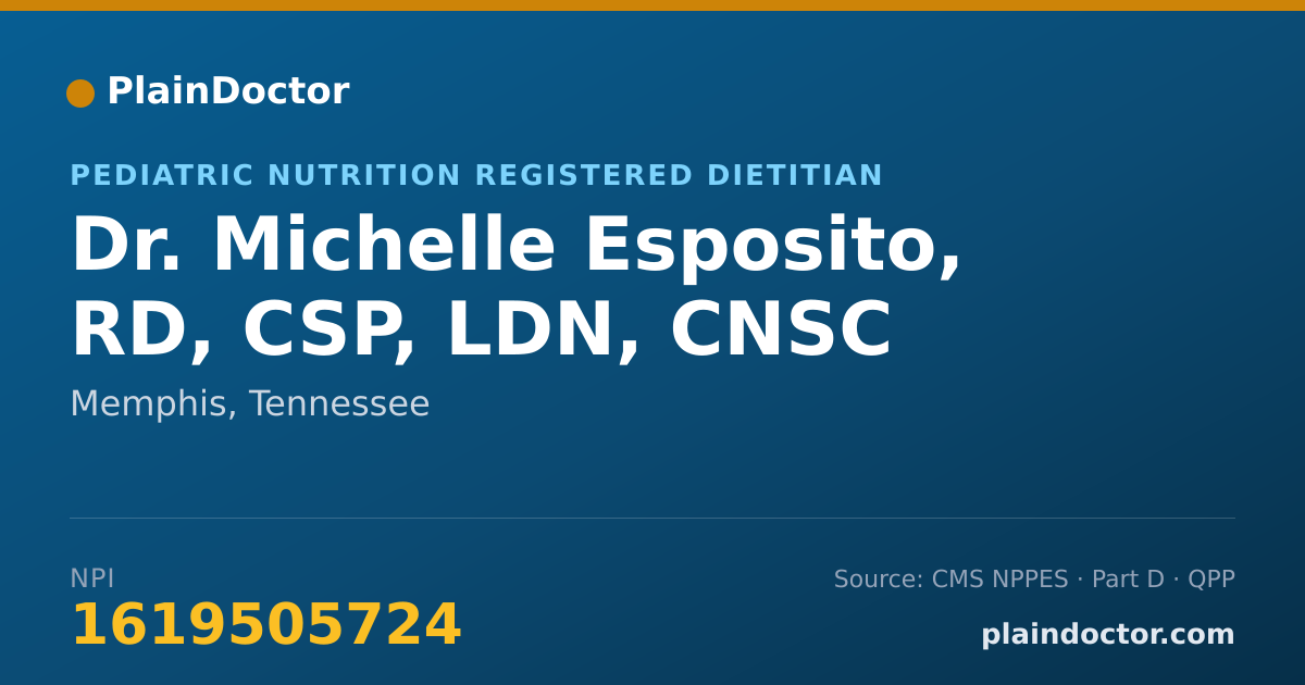 Shareable card for Michelle Esposito, RD, CSP, LDN, CNSC - Pediatric Nutrition Registered Dietitian, Memphis, TN