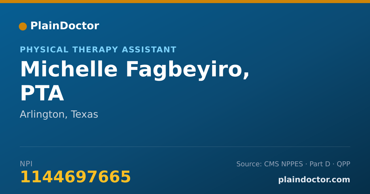 Shareable card for Michelle Fagbeyiro, PTA - Physical Therapy Assistant, Arlington, TX