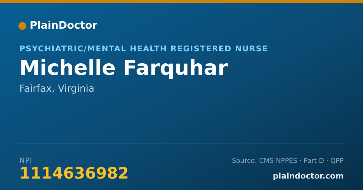 Shareable card for Michelle Farquhar - Psychiatric/Mental Health Registered Nurse, Fairfax, VA