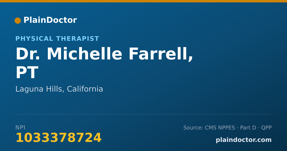Shareable card for Michelle Farrell, PT - Physical Therapist, Laguna Hills, CA