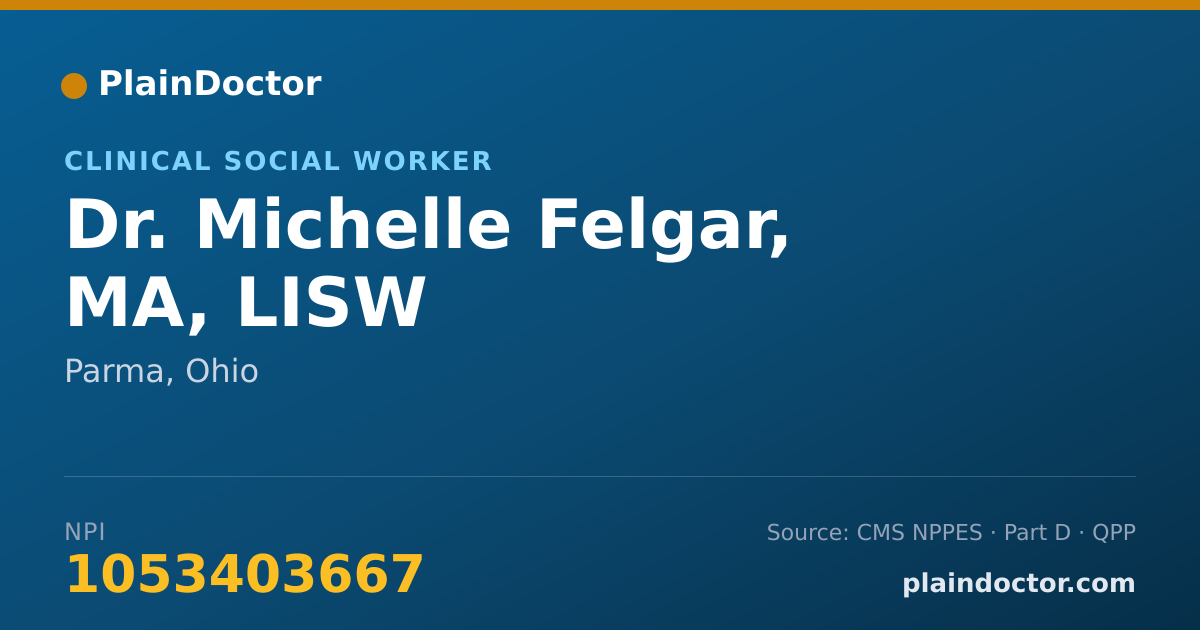 Shareable card for Michelle Felgar, MA, LISW - Clinical Social Worker, Parma, OH