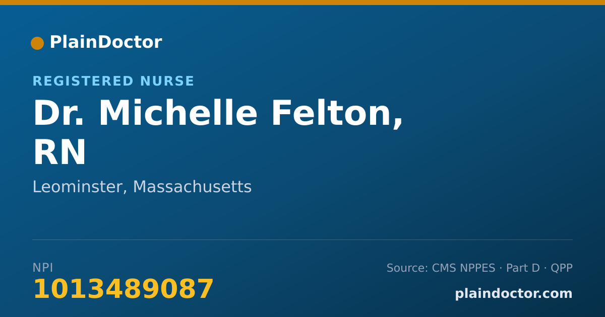 Shareable card for Michelle Felton, RN - Registered Nurse, Leominster, MA