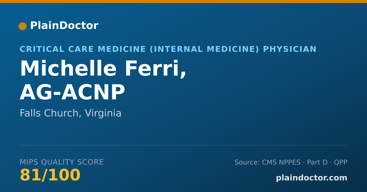 Shareable card for Michelle Ferri, AG-ACNP - Acute Care Nurse Practitioner, Falls Church, VA
