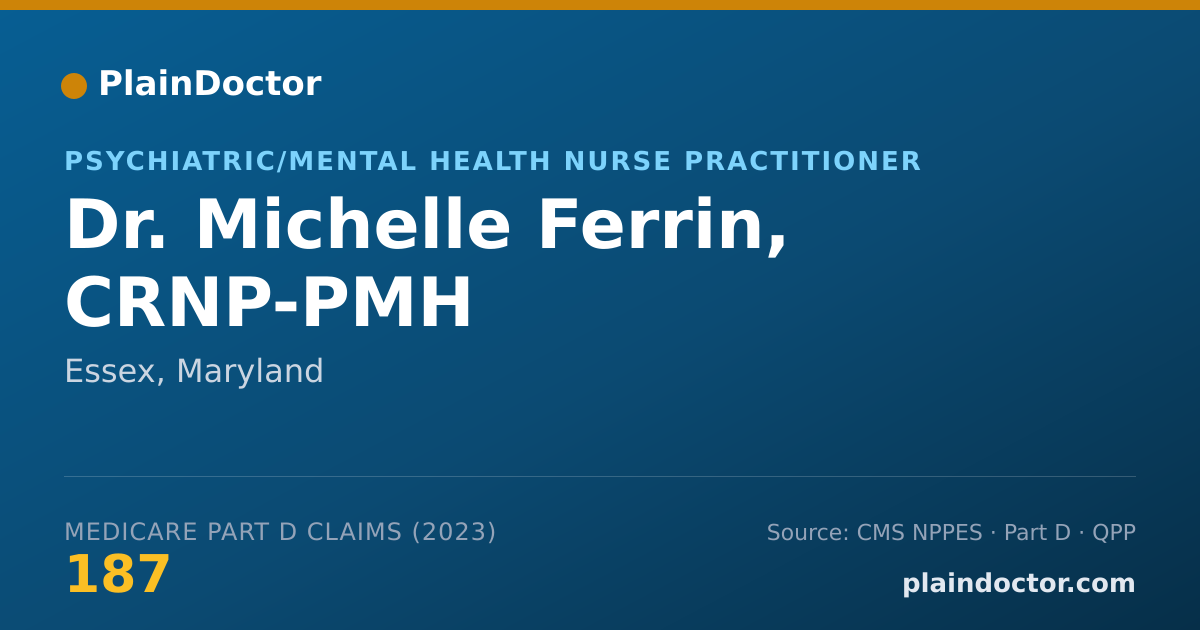 Shareable card for Michelle Ferrin, CRNP-PMH - Psychiatric/Mental Health Nurse Practitioner, Essex, MD