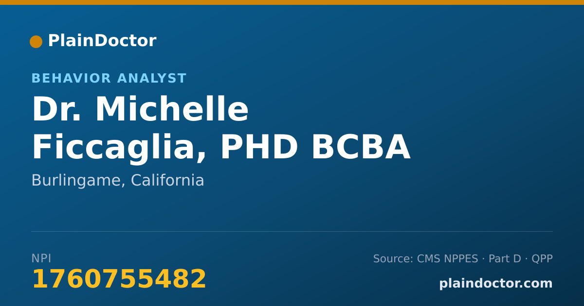 Shareable card for Michelle Ficcaglia, PHD BCBA - Behavior Analyst, Burlingame, CA