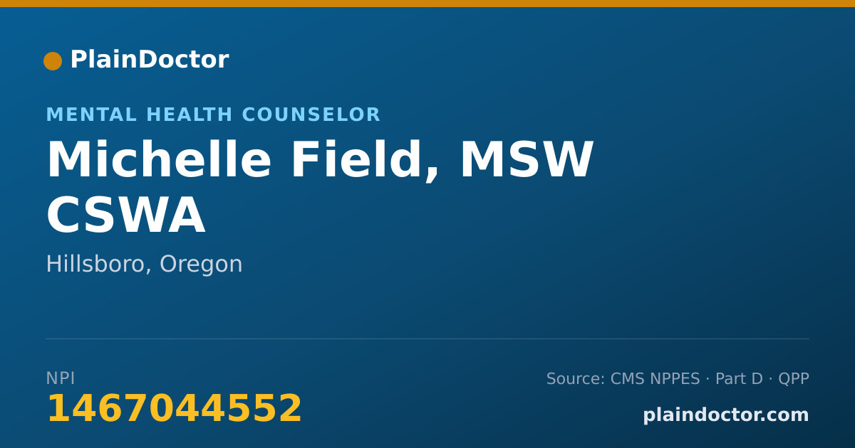 Shareable card for Michelle Field, MSW CSWA - Mental Health Counselor, Hillsboro, OR