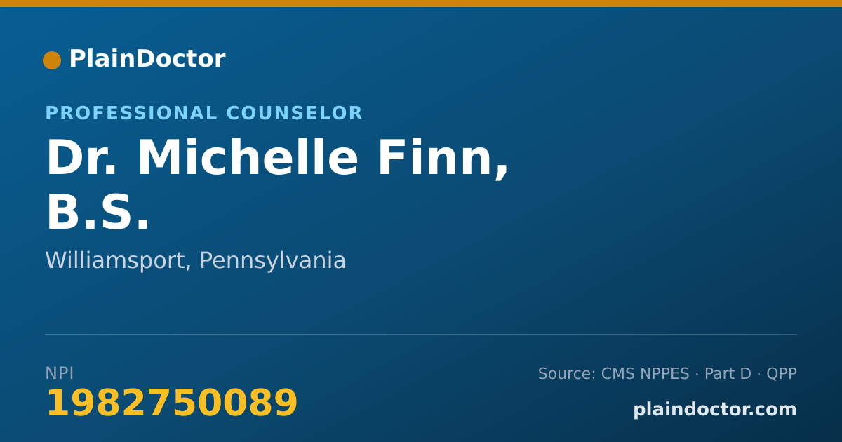 Shareable card for Michelle Finn, B.S. - Professional Counselor, Williamsport, PA