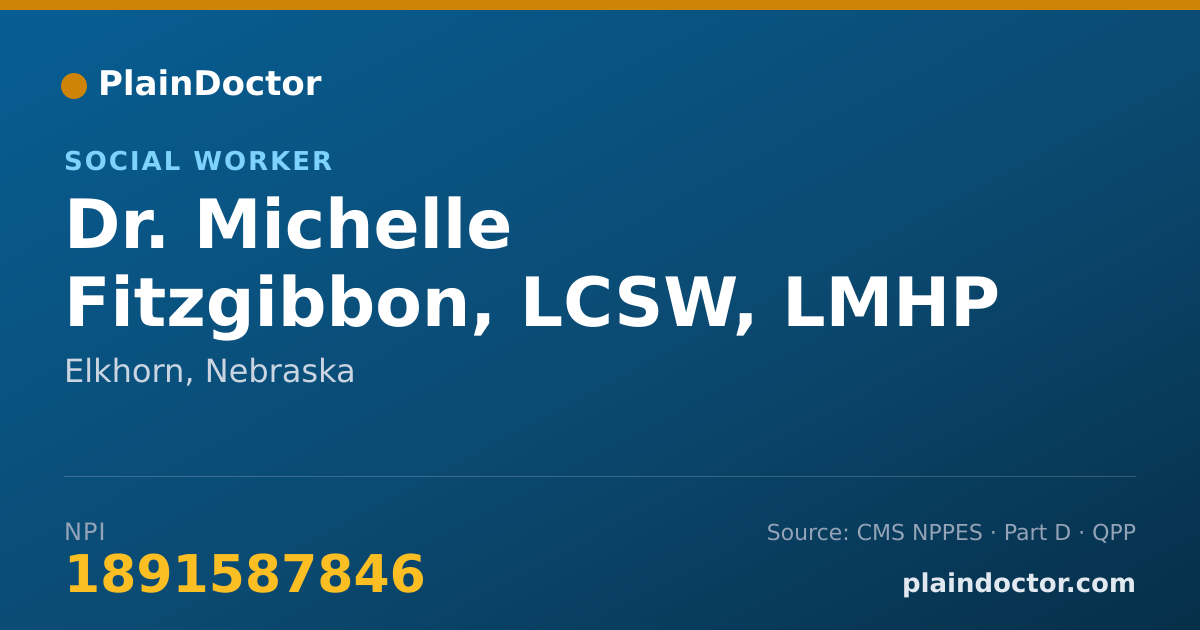 Shareable card for Michelle Fitzgibbon, LCSW, LMHP - Social Worker, Elkhorn, NE