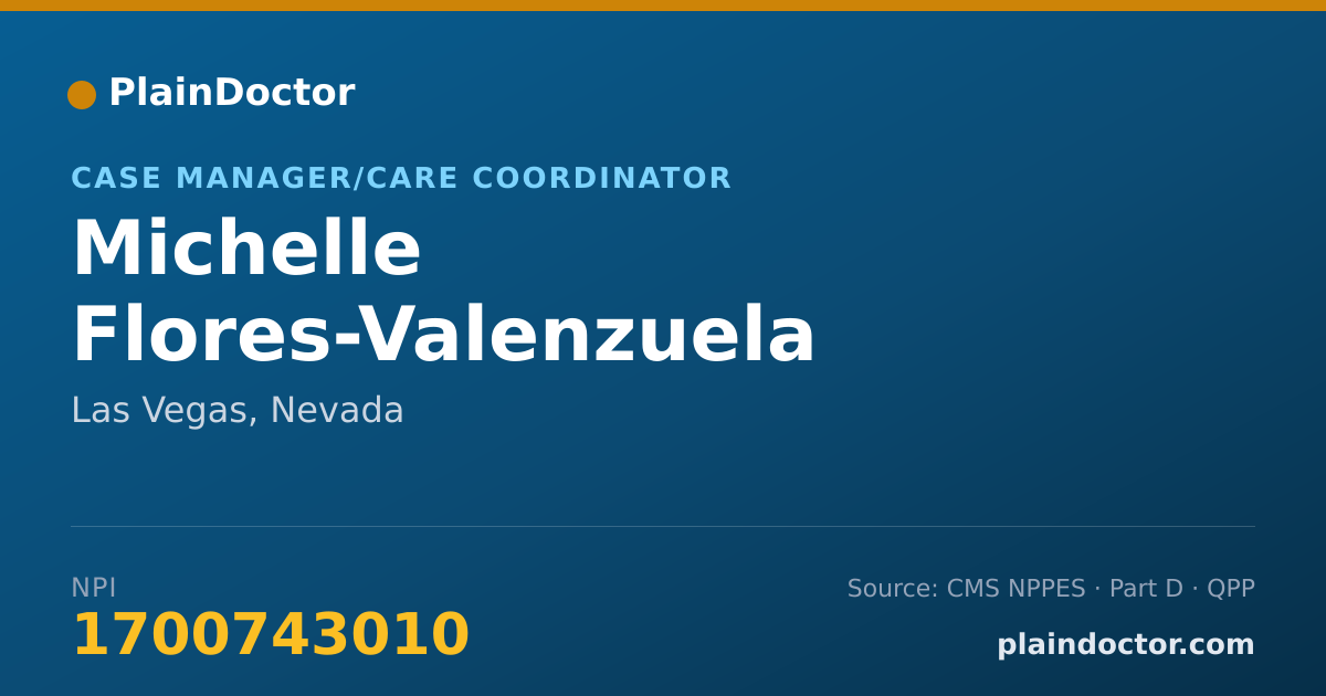 Shareable card for Michelle Flores-Valenzuela - Case Manager/Care Coordinator, Las Vegas, NV