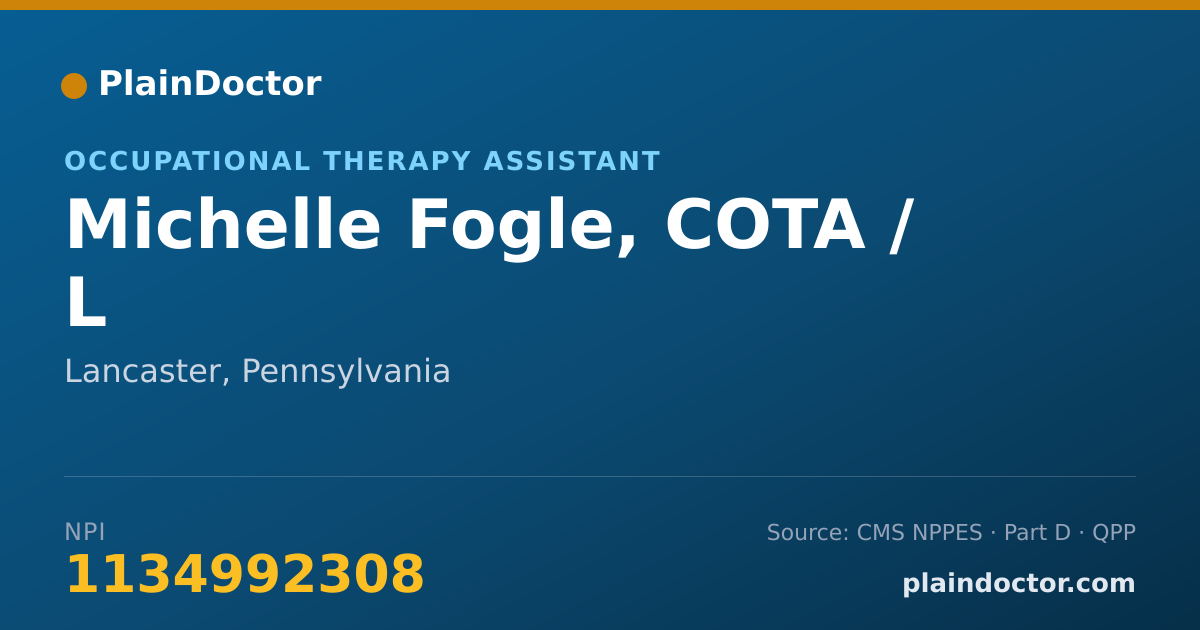 Shareable card for Michelle Fogle, COTA / L - Occupational Therapy Assistant, Lancaster, PA