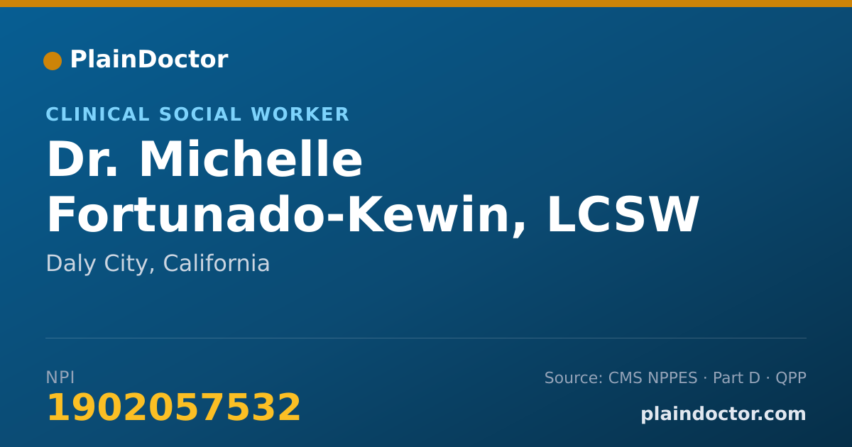 Shareable card for Michelle Fortunado-Kewin, LCSW - Clinical Social Worker, Daly City, CA