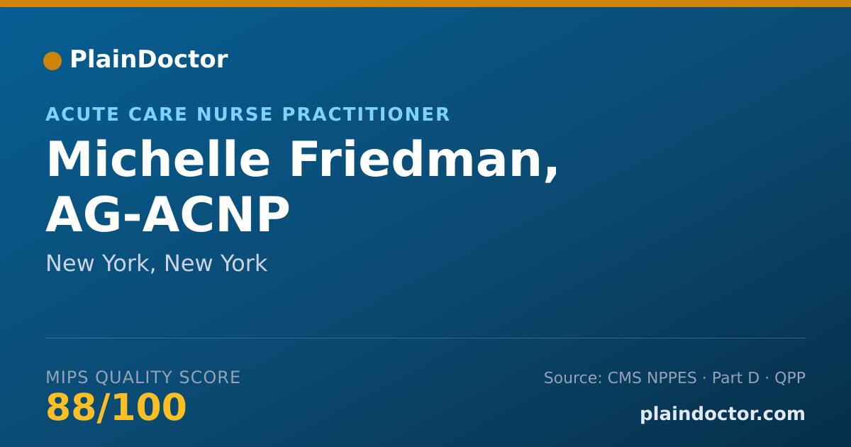 Shareable card for Michelle Friedman, AG-ACNP - Acute Care Nurse Practitioner, New York, NY