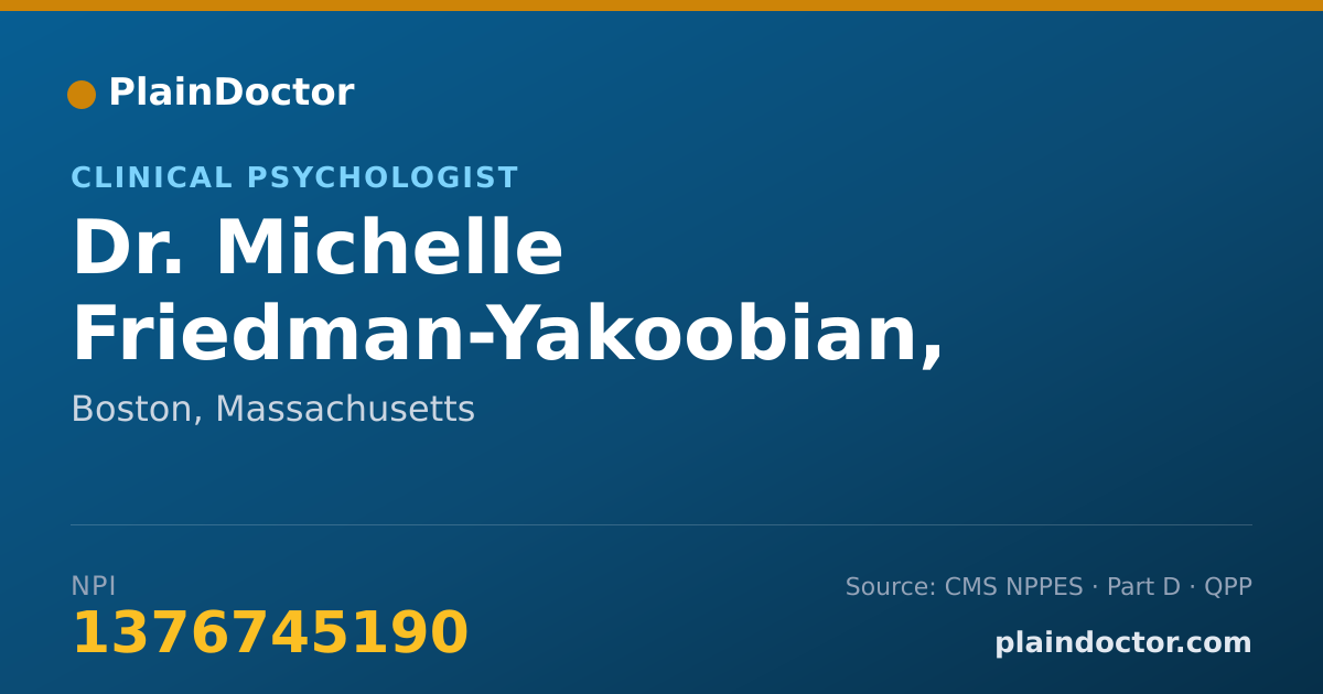 Shareable card for Michelle Friedman-Yakoobian, PHD - Clinical Psychologist, Boston, MA