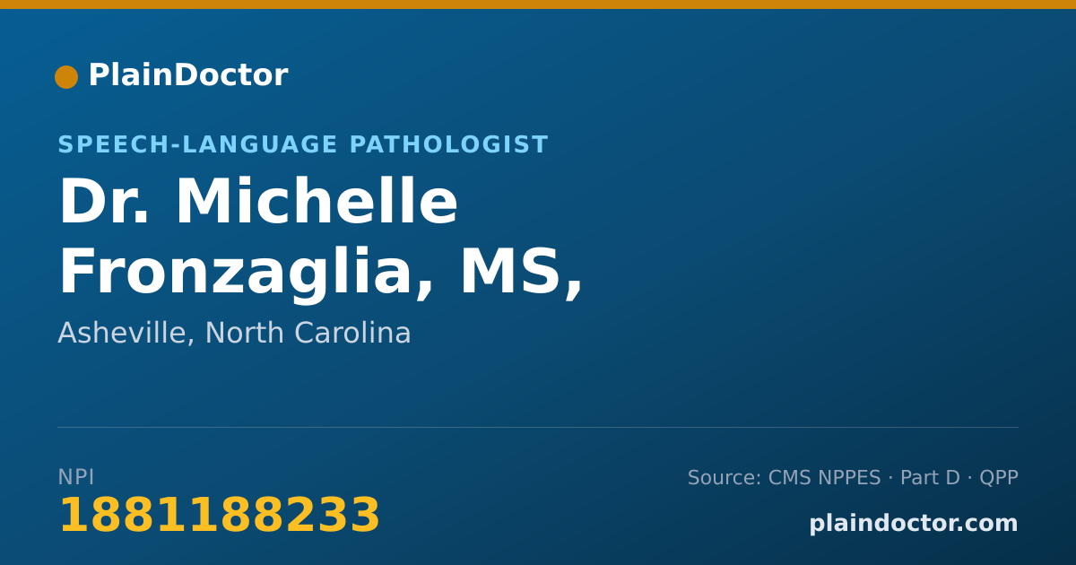 Shareable card for Michelle Fronzaglia, MS, CFY-SLP - Speech-Language Pathologist, Asheville, NC