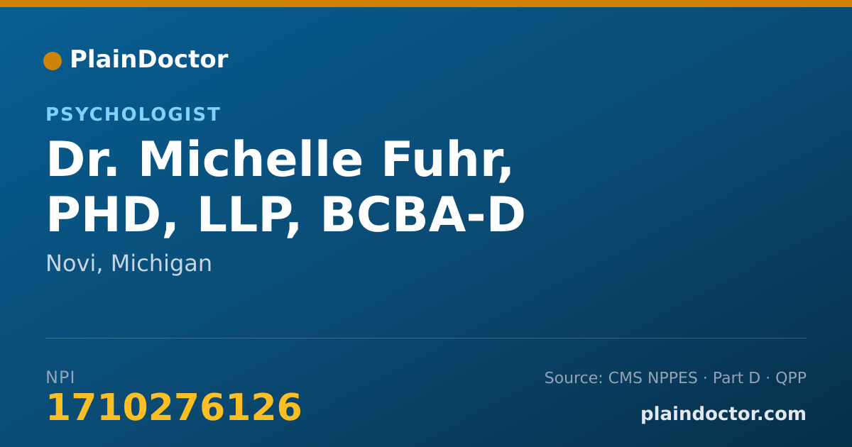 Shareable card for Michelle Fuhr, PHD, LLP, BCBA-D - Psychologist, Novi, MI