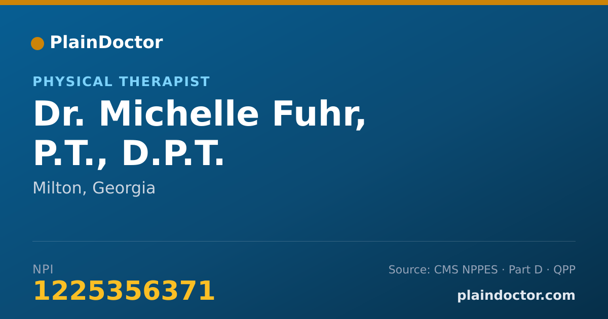 Shareable card for Michelle Fuhr, P.T., D.P.T. - Physical Therapist, Milton, GA