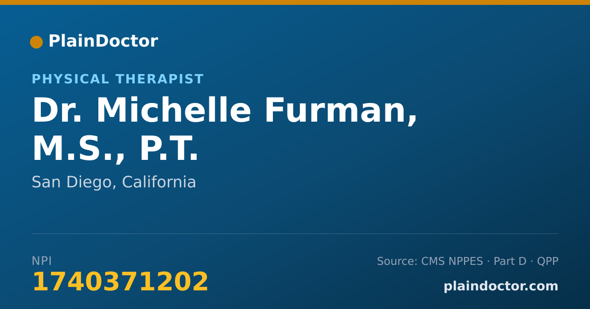 Shareable card for Michelle Furman, M.S., P.T. - Physical Therapist, San Diego, CA