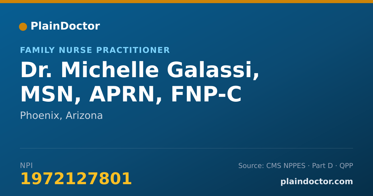 Shareable card for Michelle Galassi, MSN, APRN, FNP-C - Family Nurse Practitioner, Phoenix, AZ