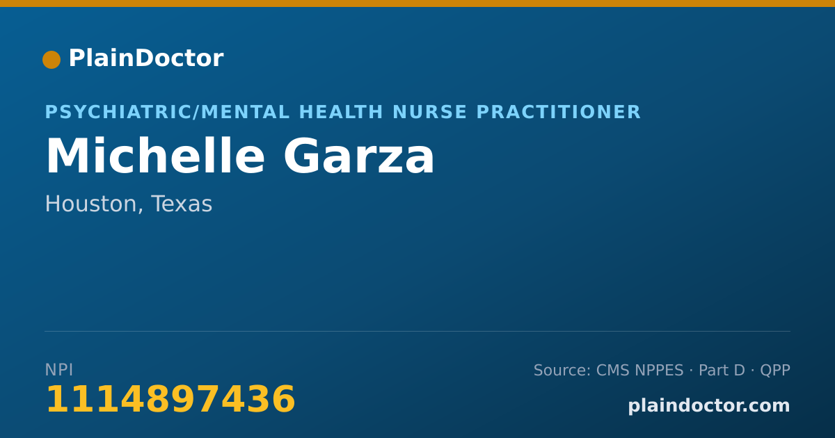 Shareable card for Michelle Garza - Psychiatric/Mental Health Nurse Practitioner, Houston, TX