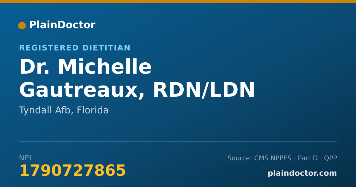Shareable card for Michelle Gautreaux, RDN/LDN - Registered Dietitian, Tyndall Afb, FL