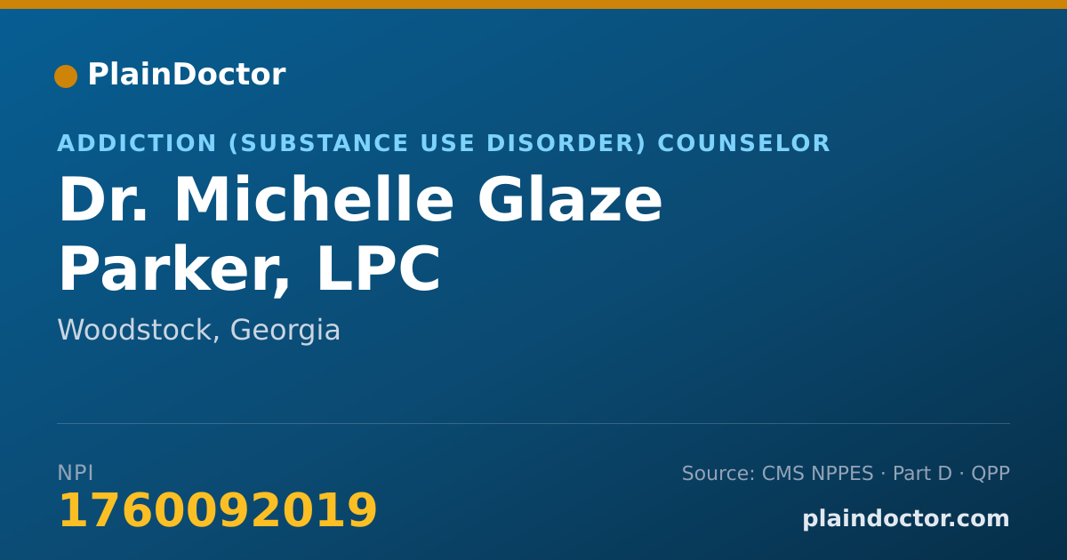 Shareable card for Michelle Glaze Parker, LPC - Addiction (Substance Use Disorder) Counselor, Woodstock, GA