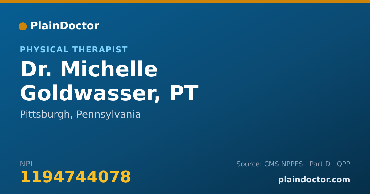 Shareable card for Michelle Goldwasser, PT - Physical Therapist, Pittsburgh, PA