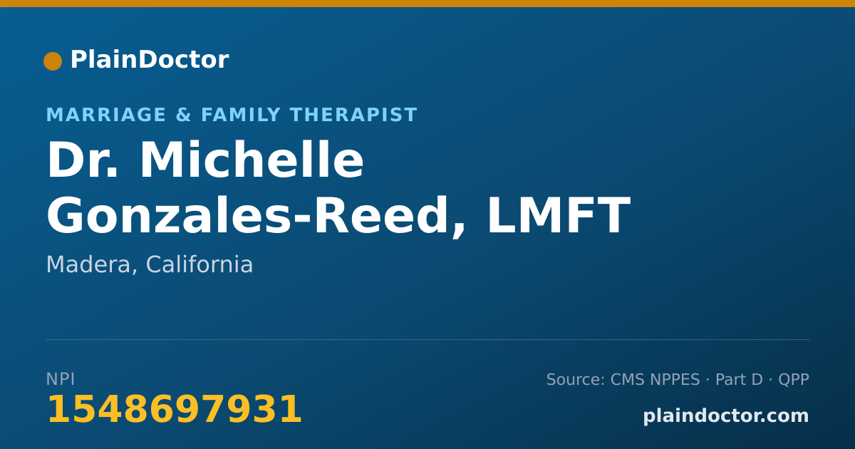 Shareable card for Michelle Gonzales-Reed, LMFT - Marriage & Family Therapist, Madera, CA