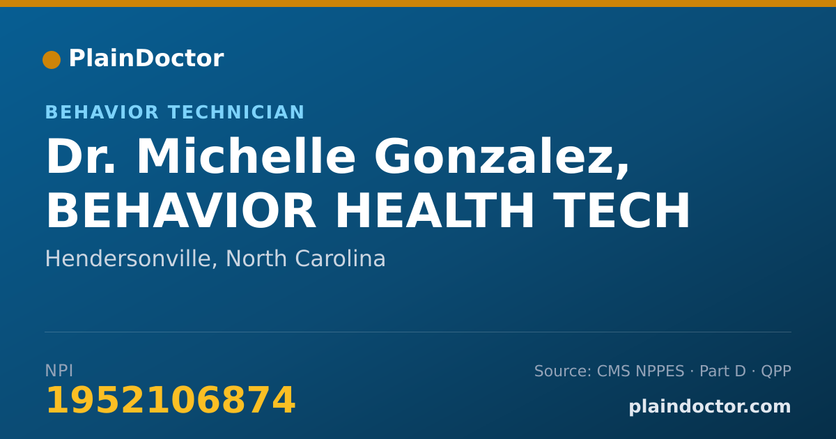 Shareable card for Michelle Gonzalez, BEHAVIOR HEALTH TECH - Behavior Technician, Hendersonville, NC