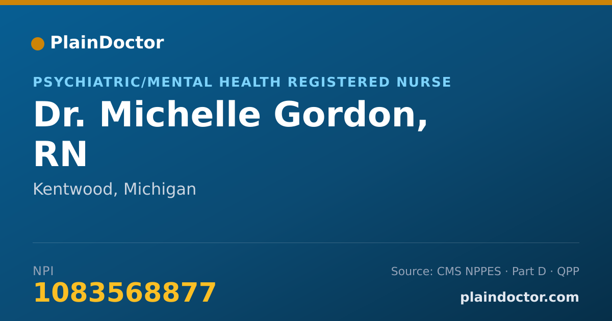 Shareable card for Michelle Gordon, RN - Psychiatric/Mental Health Registered Nurse, Kentwood, MI