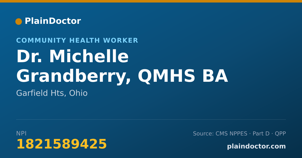 Shareable card for Michelle Grandberry, QMHS BA - Community Health Worker, Garfield Hts, OH
