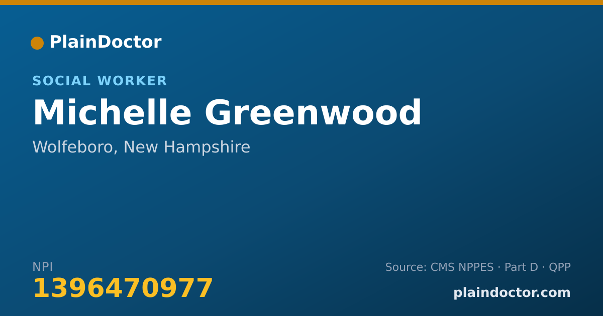 Shareable card for Michelle Greenwood - Social Worker, Wolfeboro, NH